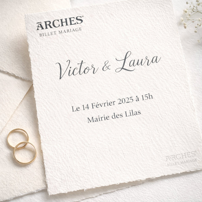Arches Billet de Mariage papier vélin de prestige pour invitations