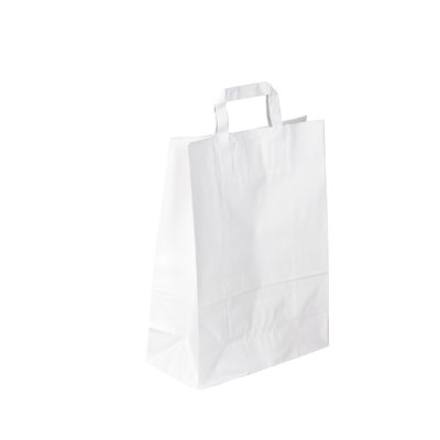 Sac kraft avec poignées plates blanc