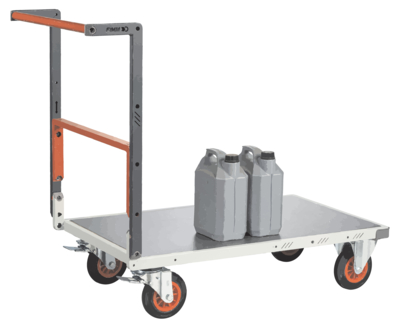 Chariot FIMM flat-pack dossier repliable, 1000 x 600 mm, plateau tôle, roues caoutchouc, 400 kg
