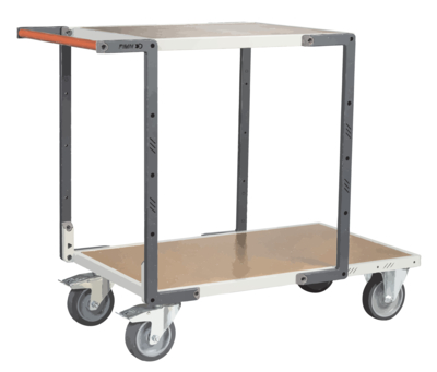 Servante FIMM flat-pack 2 plx médium 1 plateau 850 x 500 mm et 1 pl. 550 x 500 mm roues TPE 400 kg