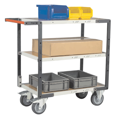 Servante FIMM flat-pack 3 plateaux médium, 850 x 500 mm, roues TPE, 400 kg