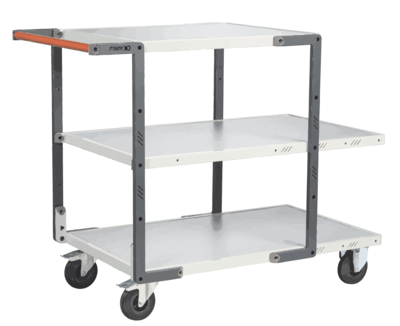 Servante FIMM flat-pack 3 plx mélaminé 2 plx 1000 x 600 mm et 1 pl. 700 x 600 mm roues cc 250 kg