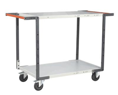 Servante FIMM flat-pack 2 pl.x mélaminé double poignées 1000 x 600 mm roues caoutchouc 250 kg