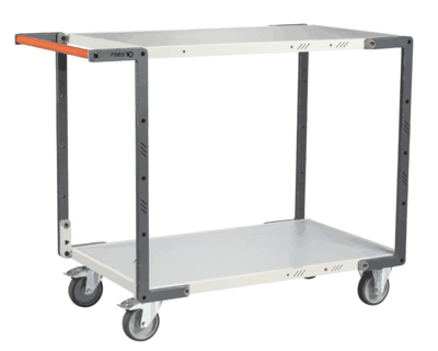 Servante FIMM flat-pack 2 plateaux mélaminé, 1000 x 600 mm, roues TPE, 250 kg