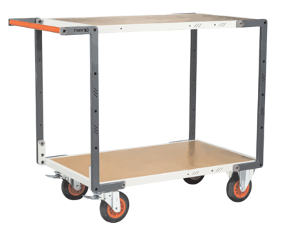 Servante FIMM flat-pack 2 plateaux médium, 1000 x 600 mm, roues caoutchouc, 400 kg
