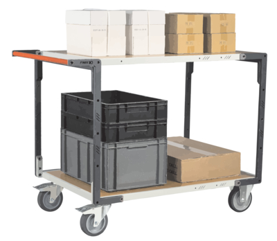 Servante FIMM flat-pack 2 plx médium, 1200 x 800 mm, roues TPE, 400 kg
