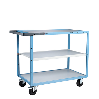 Servante mécano-soudée 3 plateaux mélaminé, 1000 x 600 mm, roues CC, 250 kg