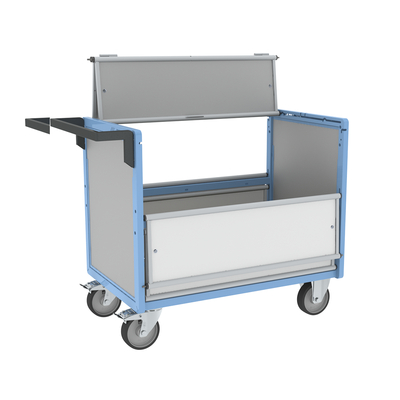 Chariot conteneur PP alvéolaire avec toit FIMM, 1000 x 600 mm, 500 kg