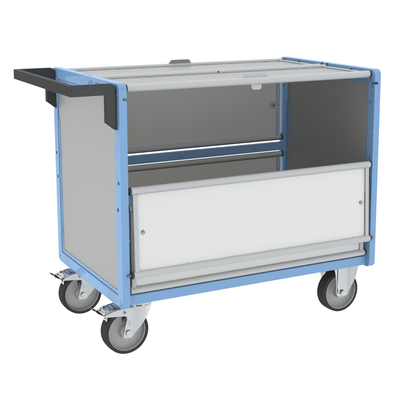 Chariot conteneur PP alvéolaire avec toit FIMM, 1000 x 600 mm, 500 kg