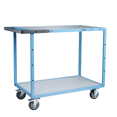 Servante mécano-soudée 2 plateaux mélaminé, 1000 x 600 mm, roues TPE, 250 kg, FIMM