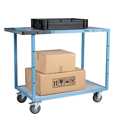 Servante mécano-soudée 2 plateaux mélaminé, 1000 x 600 mm, roues TPE, 250 kg, FIMM