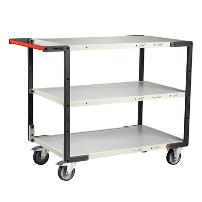 Servante montée 3 plateaux mélaminé, 1000 x 600 mm, roues TPE, 250 kg