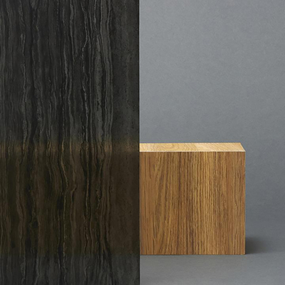 Film de vitrage intérieur 3M Fasara privacy film Natural polyester SH2BKTV-Stone Travertine Black