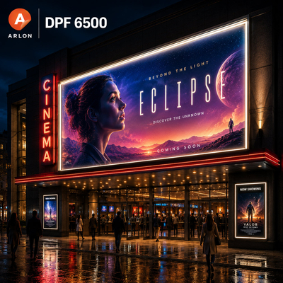 Caisson lumineux grand format Arlon DPF 6500 en façade d'une boutique de parfumerie de luxe la nuit, avec visuel publicitaire "Lumière – film backlit grand format Antalis France;13.1;27653;LO;LOSO_MI2_ARLON_DPF_6500_01.jpg;French;Caisson lumineux grand format Arlon DPF 6500 en façade d'une boutique de parfumerie de luxe la nuit, avec visuel publicitaire "Lumière – film backlit grand format Antalis France