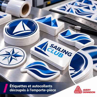 Étiquettes et autocollants découpés à l'emporte-pièce imprimés sur film coulé Avery Dennison 6903