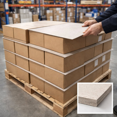 le carton gris est un produit multi-usages qui sert tout autant d’intercalaire en palettisation que de papier d’emballage ou de calage