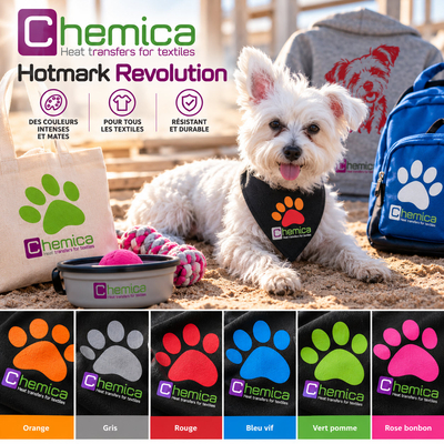 Flocage textile polyvalent sur coton, polyester et nylon avec le flex de découpe Chemica Hotmark Revolution