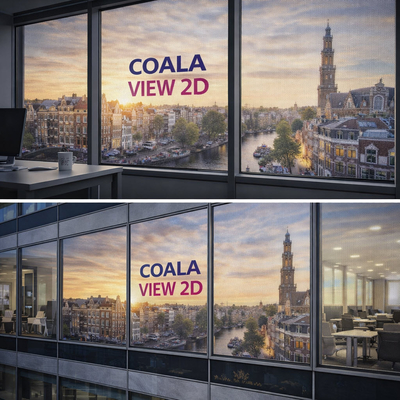 Adhésif microperforé, Coala, View 2D, blanc brillant dos noir, 60/40, 145 µm, 1372mm x 50.00m
