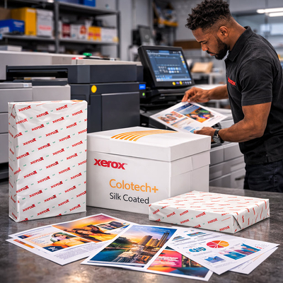 Xerox Colotech+ Silk Coated : papier couché à finition satinée pour impression couleur