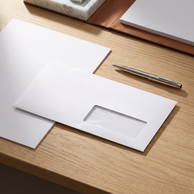 Enveloppe DL Conqueror Laid High White avec fenêtre