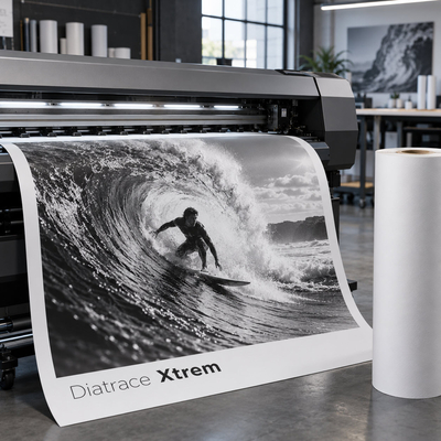 Papier Diatrace Xtrem mat White aqueux 175g/m² 190 µm - Bobine 1067mm x 30m, diamètre bobine 117mm, mandrin 76mm - Papier écologique pour impression haute résolution