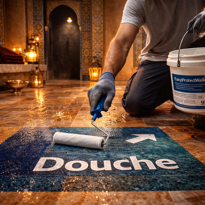 EasyProtectWalk – Vernis liquide pour protéger et prolonger la durabilité des marquages au sol AsphaltWalk en extérieur.