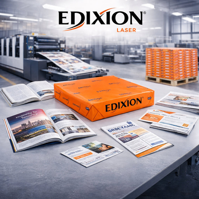 Edixion Offset est une gamme de papier offset reconnue pour son opacité élevée, sa main élevée et son excellente blancheur (CIE 150).