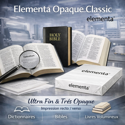Elementa Opaque classic, papier mince opaque pour édition à fortes paginations