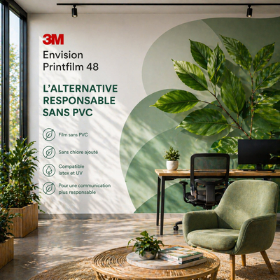 3M Envision Printfilm 48 - Film Polymère Sans Pvc Blanc Mat Avec Technologie Controltac
