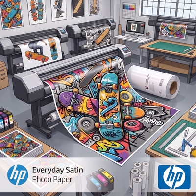 Papier photo satiné HP Everyday Satin Photo Paper pour posters et graphismes couleur