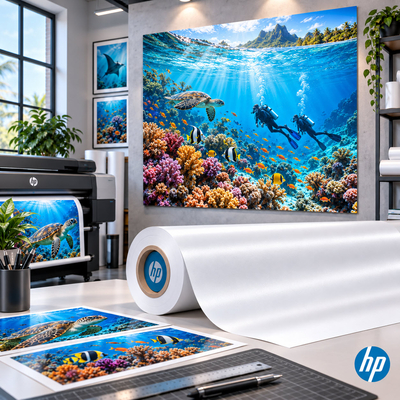 Papier d'impression satiné HP White Satin Poster Paper pour traceurs solvant, latex et UV