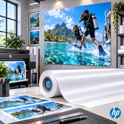 HP White Satin Poster Paper - Papier Couché Satin Multi-Usages Encres Solvant/UV/Latex