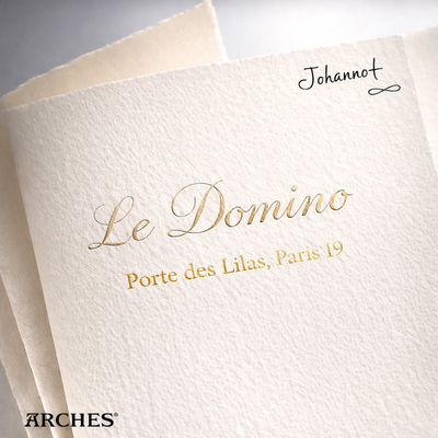Velin Johannot est un papier d’art fabriqué sur forme ronde, 75 % coton et 25 % alfa‑cellulose,