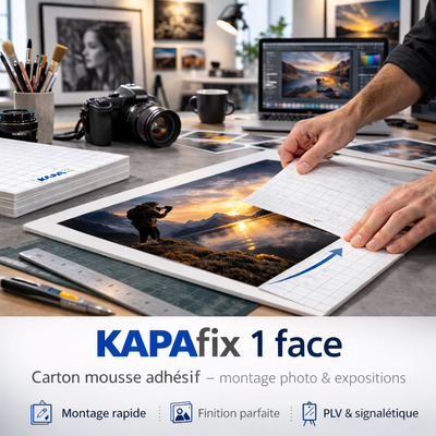 Plaque carton mousse adhésivé Kapa Fix 1 Face