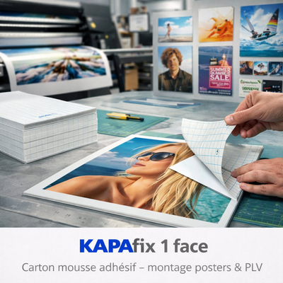 Kapa Fix 1 face – Carton mousse adhésif une face, léger et rigide, idéal pour montage rapide de visuels , Photos