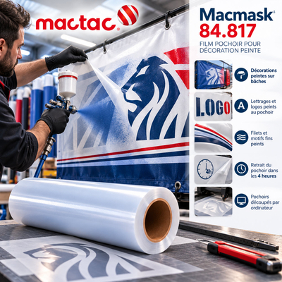 Film pochoir lettrage et marquage de carrosseries 84.817 MACtac MACmask PVC 1230 mm x 50 m