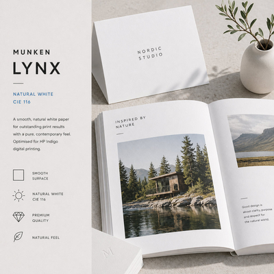 Munken Lynx – Papier offset premium blanc naturel, idéal édition et création.