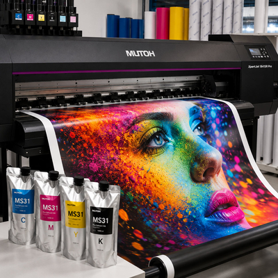 Encres Mutoh MS31 éco-solvant CMJN avec imprimante grand format Mutoh XpertJet