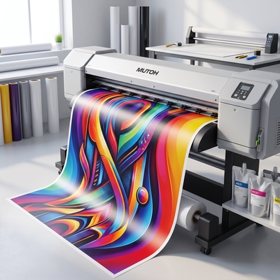 Encres Mutoh MS31 éco-solvant CMJN avec imprimante grand format Mutoh XpertJet