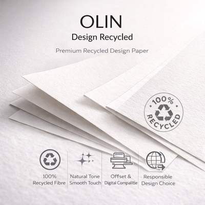 Olin Design Recycled – Papier premium recyclé non couché, idéal pour supports éditoriaux et corporate responsables.