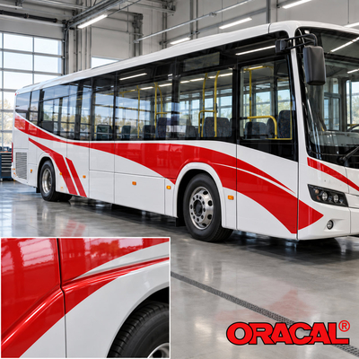 Film coulé rouge Oracal 751C pour marquage de bus et transports publics