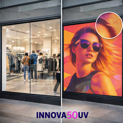 Panorama Innova 50UV - Vinyle microperforé Blanc spécial pour encres UV 50/50