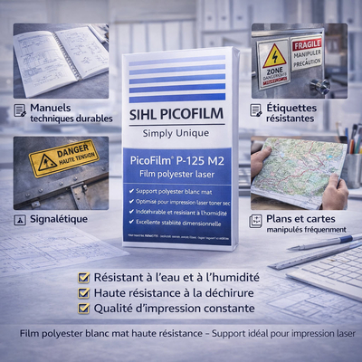 Le Picofilm P-125 M2 est un film polyester blanc mat double face, conçu pour les applications nécessitant une résistance élevée et une durabilité en extérieur.