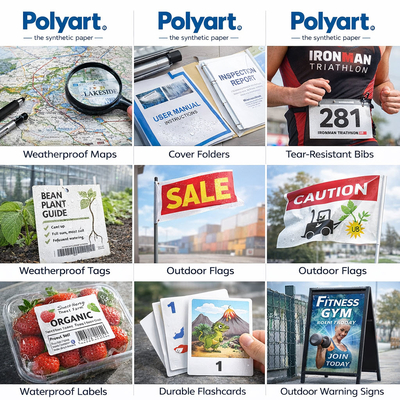 Polyart – Feuille synthétique imprimable indéchirable et imperméable pour signalétique, cartes et applications durables.