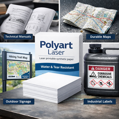 Polyart Laser – Feuille synthétique indéchirable compatible impression laser pour signalétique et documents durables.