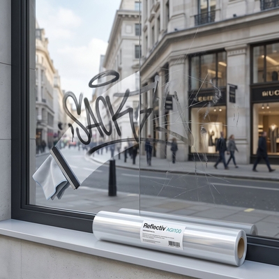 Film adhésif pour vitrages Anti-graffitis - REFLECTIV AGI100- Rouleau, de 1.52 x 30m