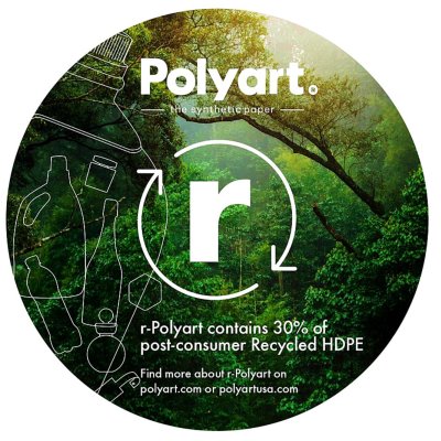 r Polyart - Etiquette en support synthétique recyclé