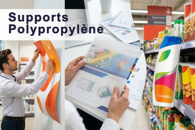 supports Polypropylène sont des films synthétiques résistants conçus pour les applications nécessitant souplesse, durabilité et qualité visuelle