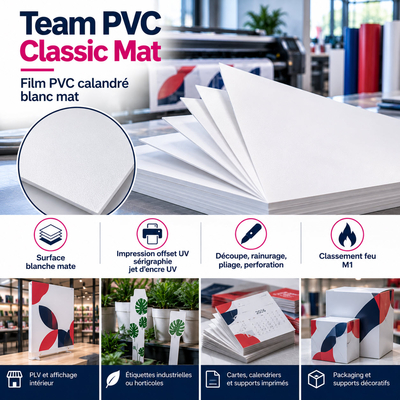 Film calandré Team PVC Classic Mat — support blanc mat pour impression durable