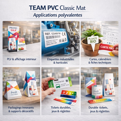 Film calandré Team PVC Classic Mat — APPLICATIONS -support blanc mat pour impression durable